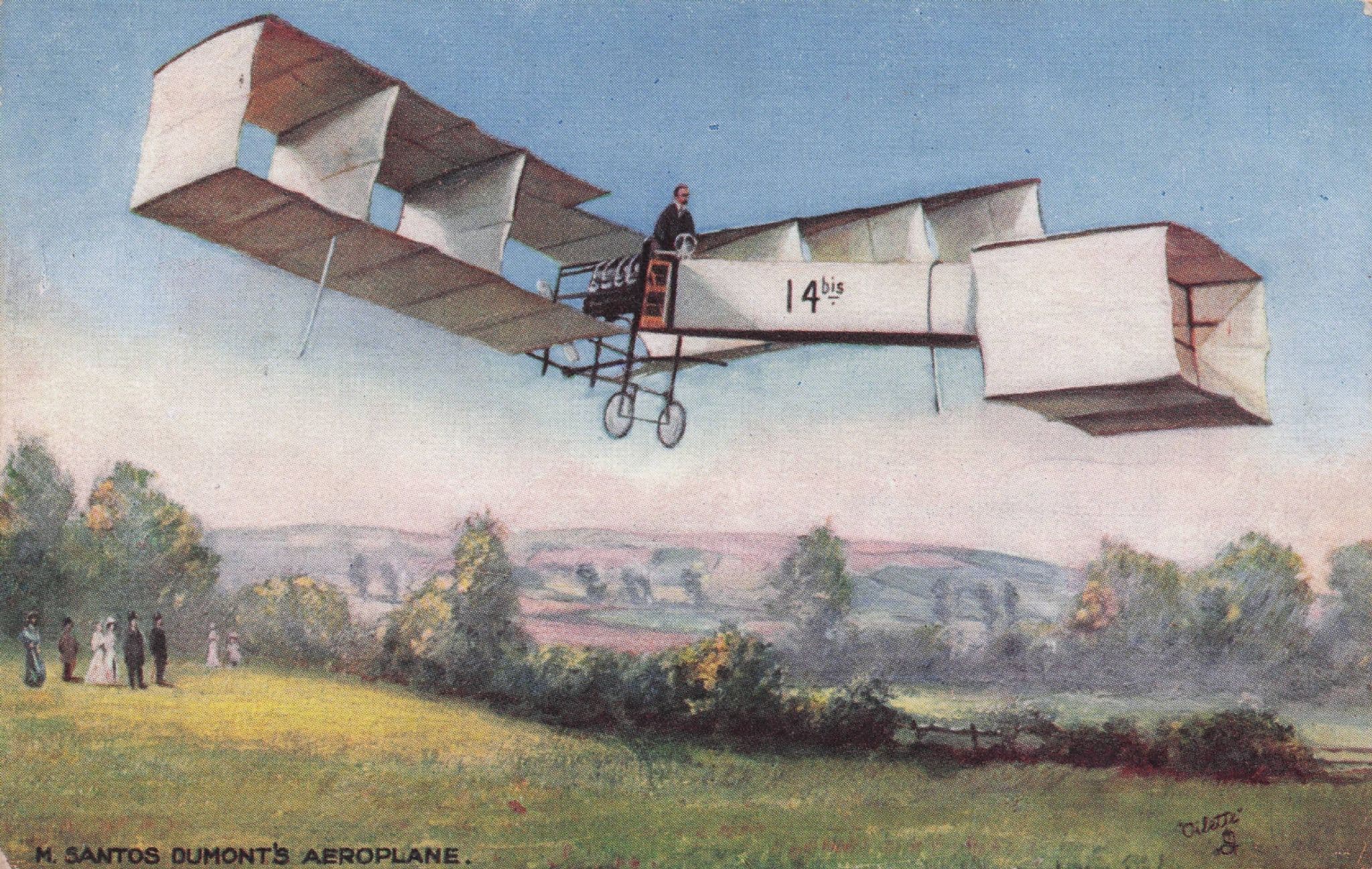 M Santos Dumont's Aeroplane Tucks Rare Old Aviation Postcard