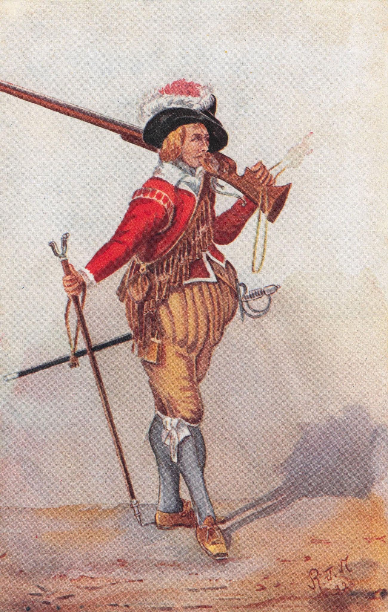 Musketeer Hepburn's 1633 Regiment Uniform Gale & Polden Postcard