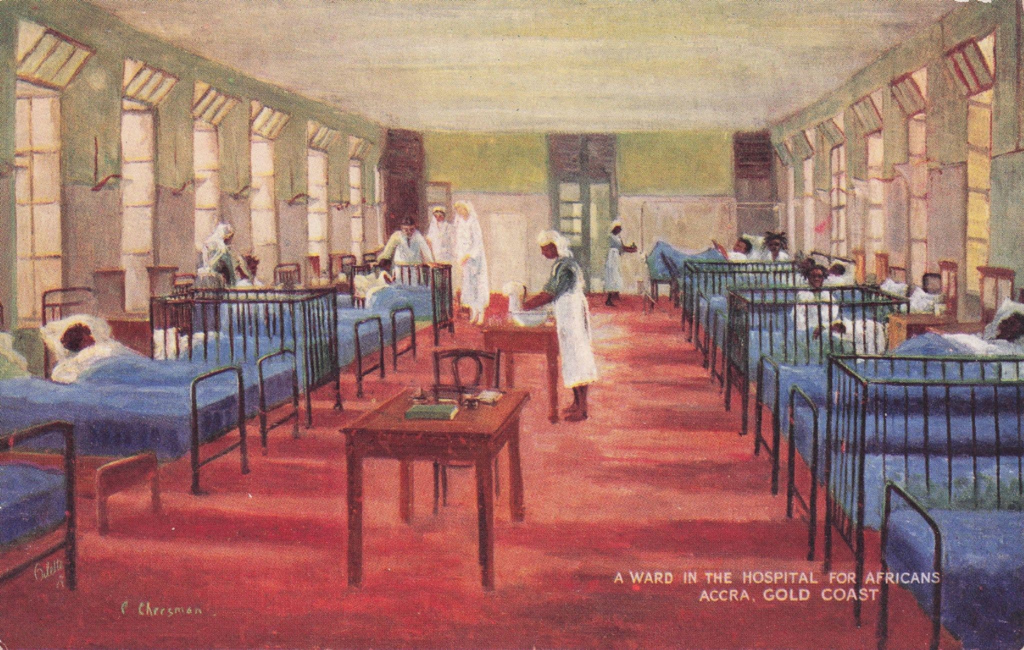 Nurse & Patients in Hospital Ward Accra Gold Coast Africa Tucks Old Postcard