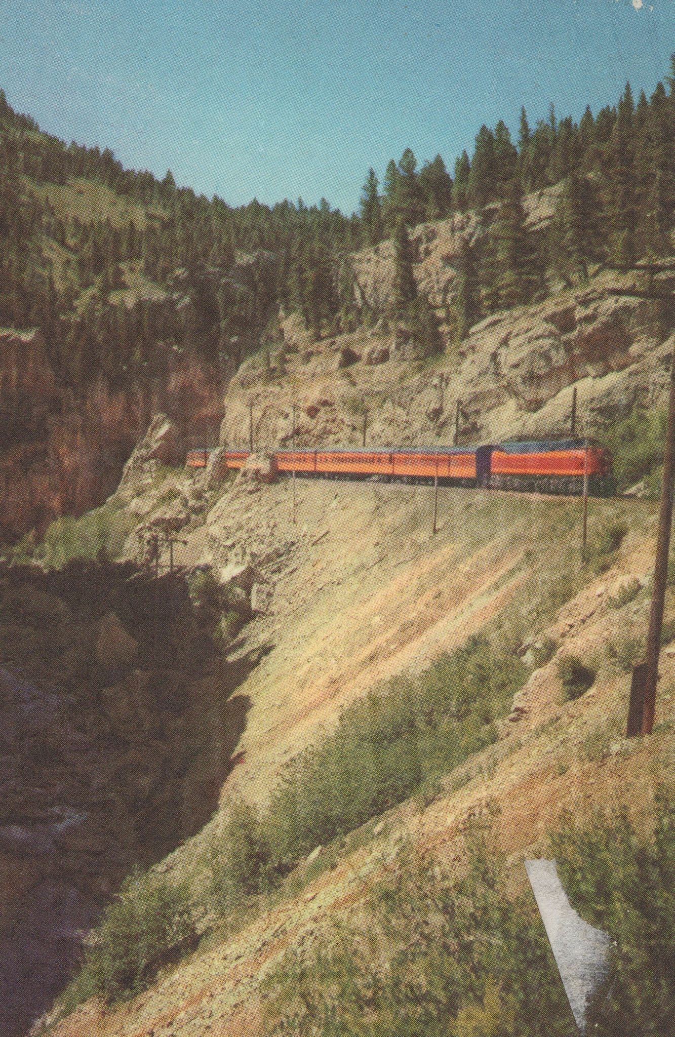 Olympian Hiawatha Milwaukee Road Train at Montana Canyon USA Postcard