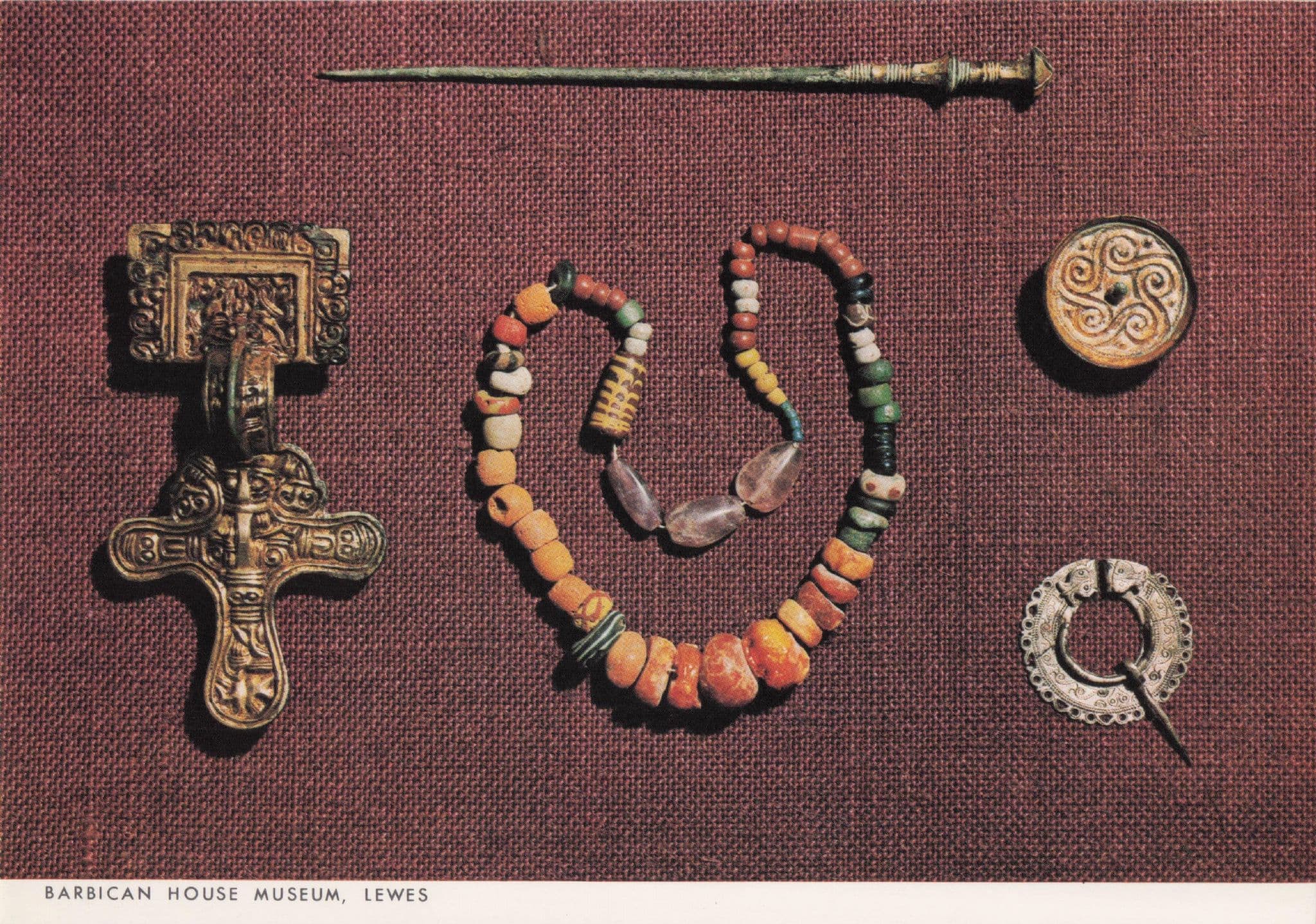 Pagan Saxon Antique Jewellery from Alfriston Cemetary Suffolk Postcard