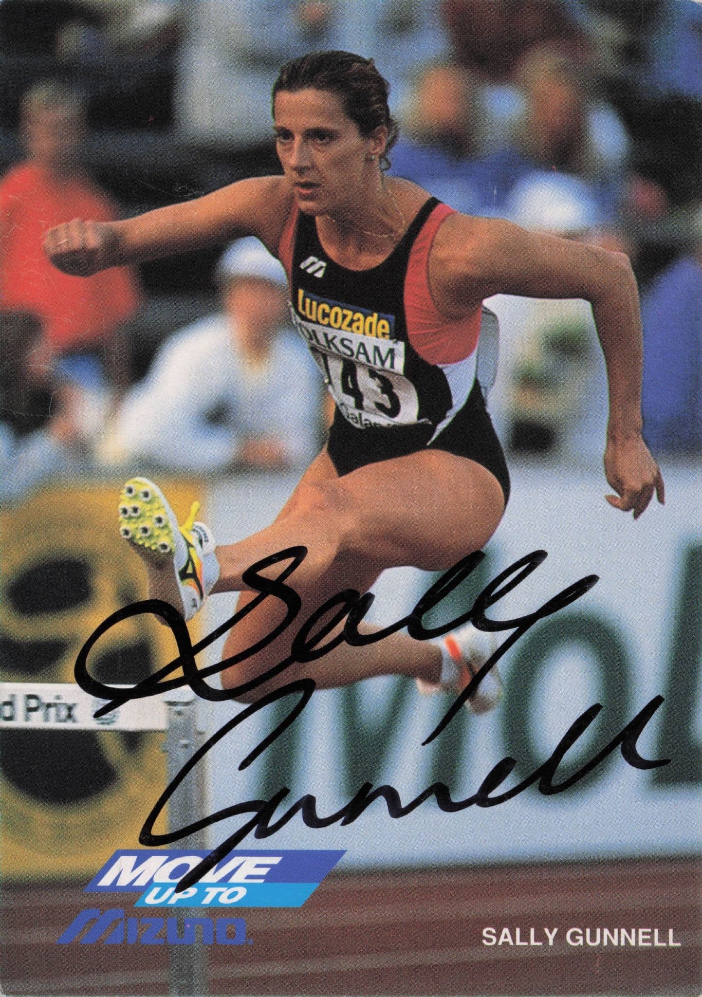Sally Gunnell Hand Signed Olympic Games Victory Card Photo