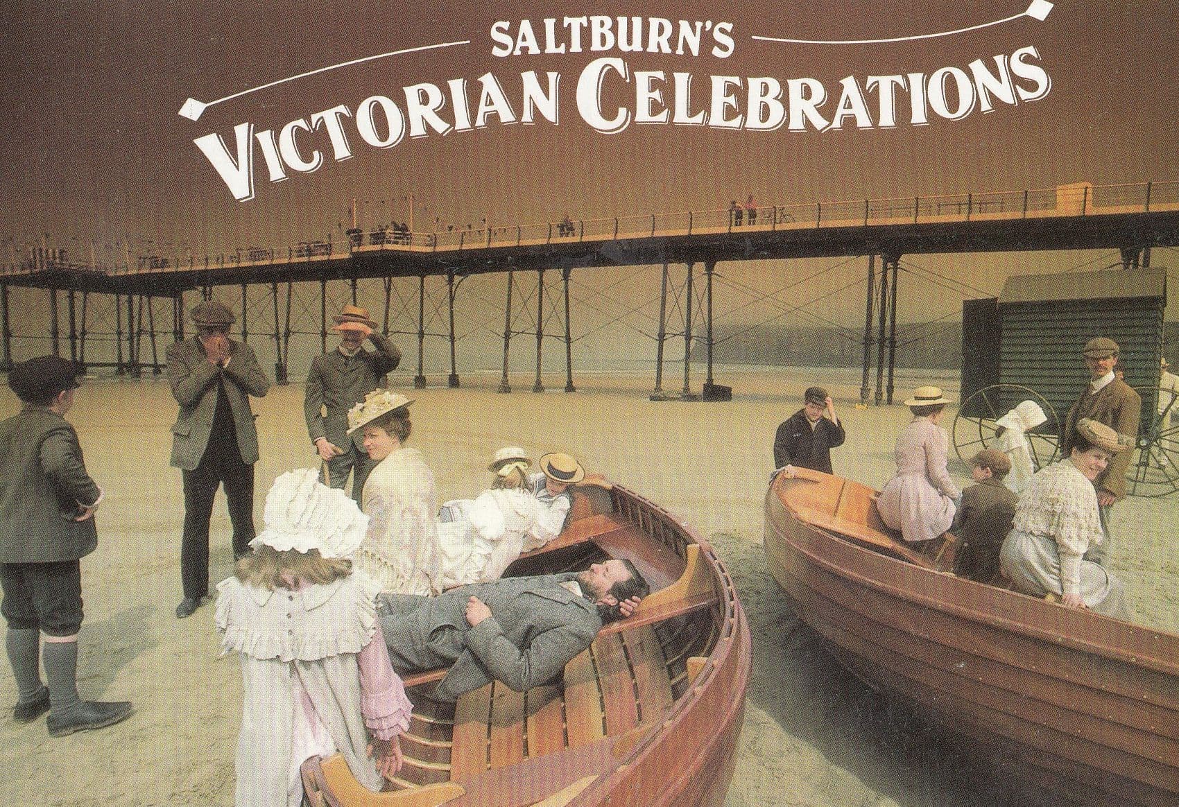 Saltburn Victorian Rowing Boat Celebrations Postcard