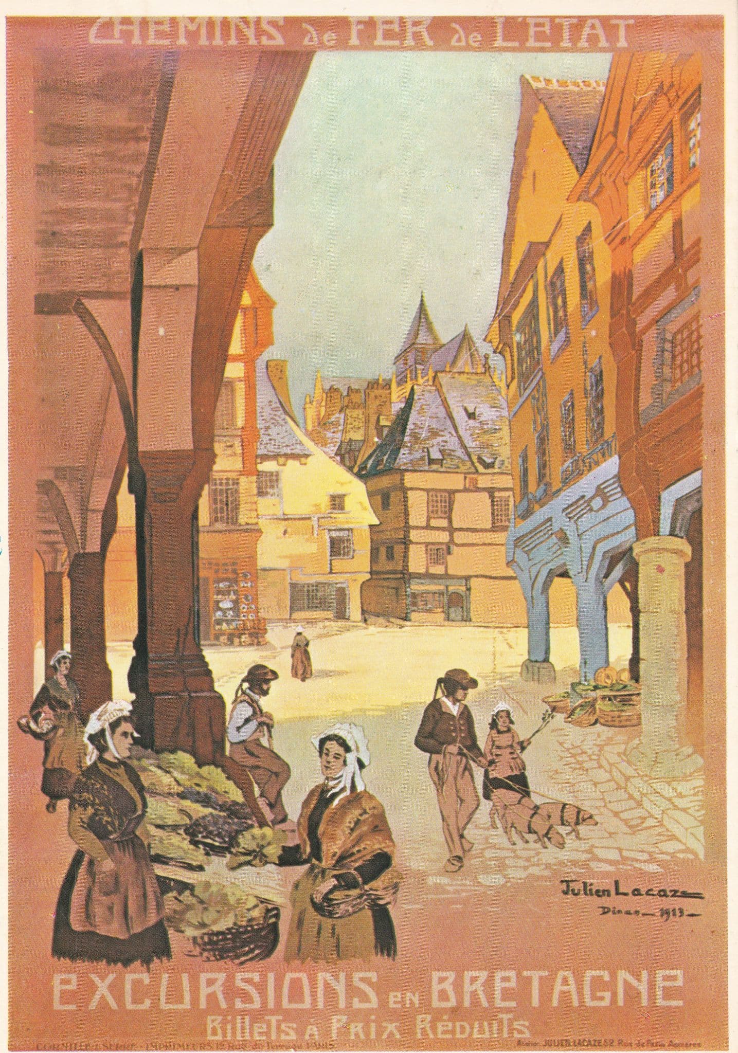 Excursions De Bretagne French Travel Poster Postcard