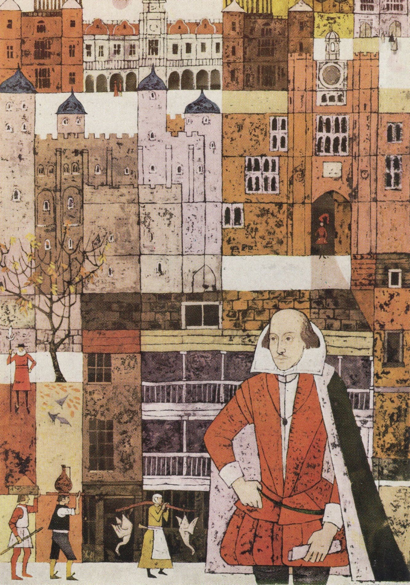 Shakespeare's London Train Travel 1960s Poster Rare Painting Postcard