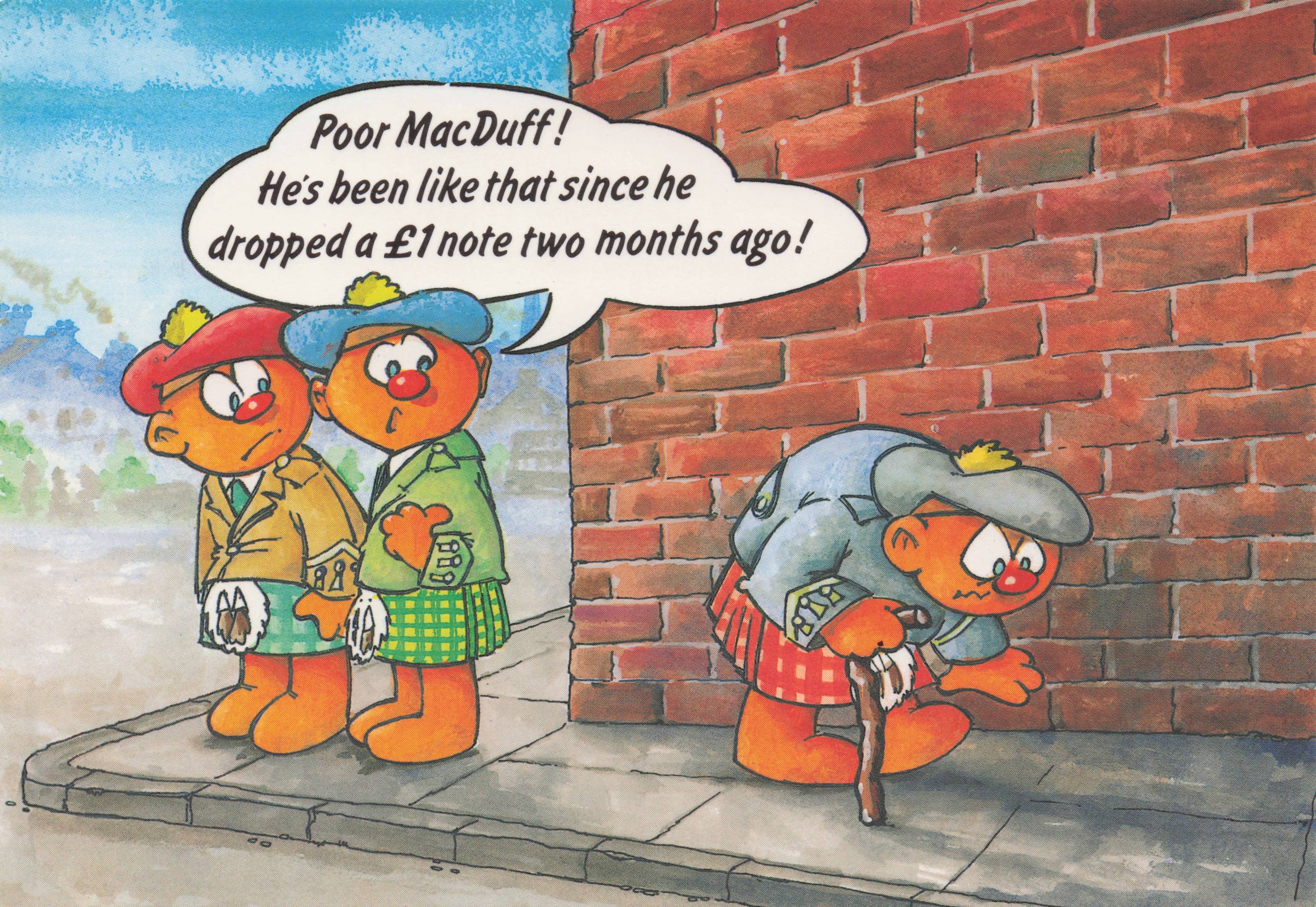 Scotsman Loses An Old Pound Note Money Edinburgh Scottish Comic Postcard