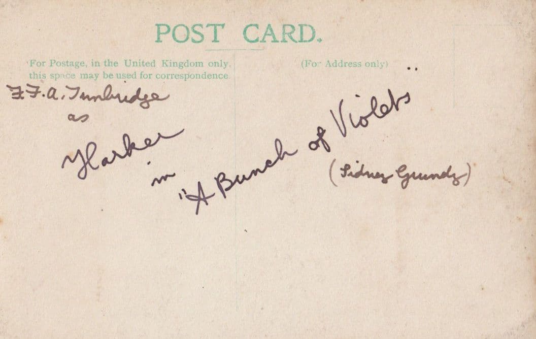 A Bunch Of Violets Play Sydney Grundy Reading Theatre Manager Antique Postcard