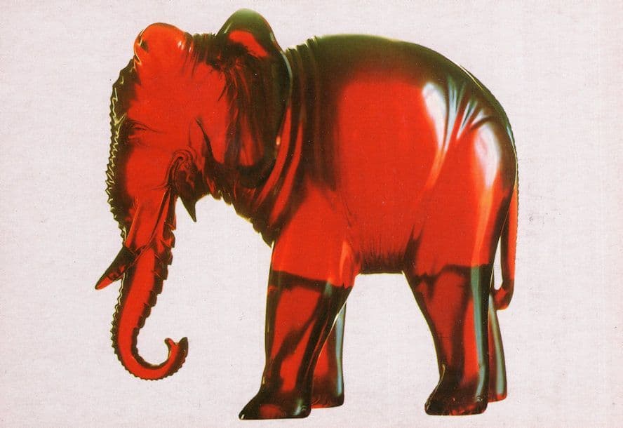 A Chinese Red Amber Elephant Devon Kent Museum Postcard