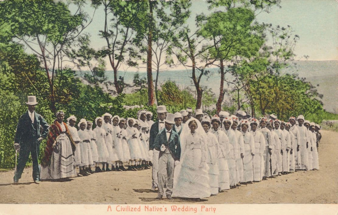 A Civilised Native Wedding Party Durban South Africa Mission Old Postcard