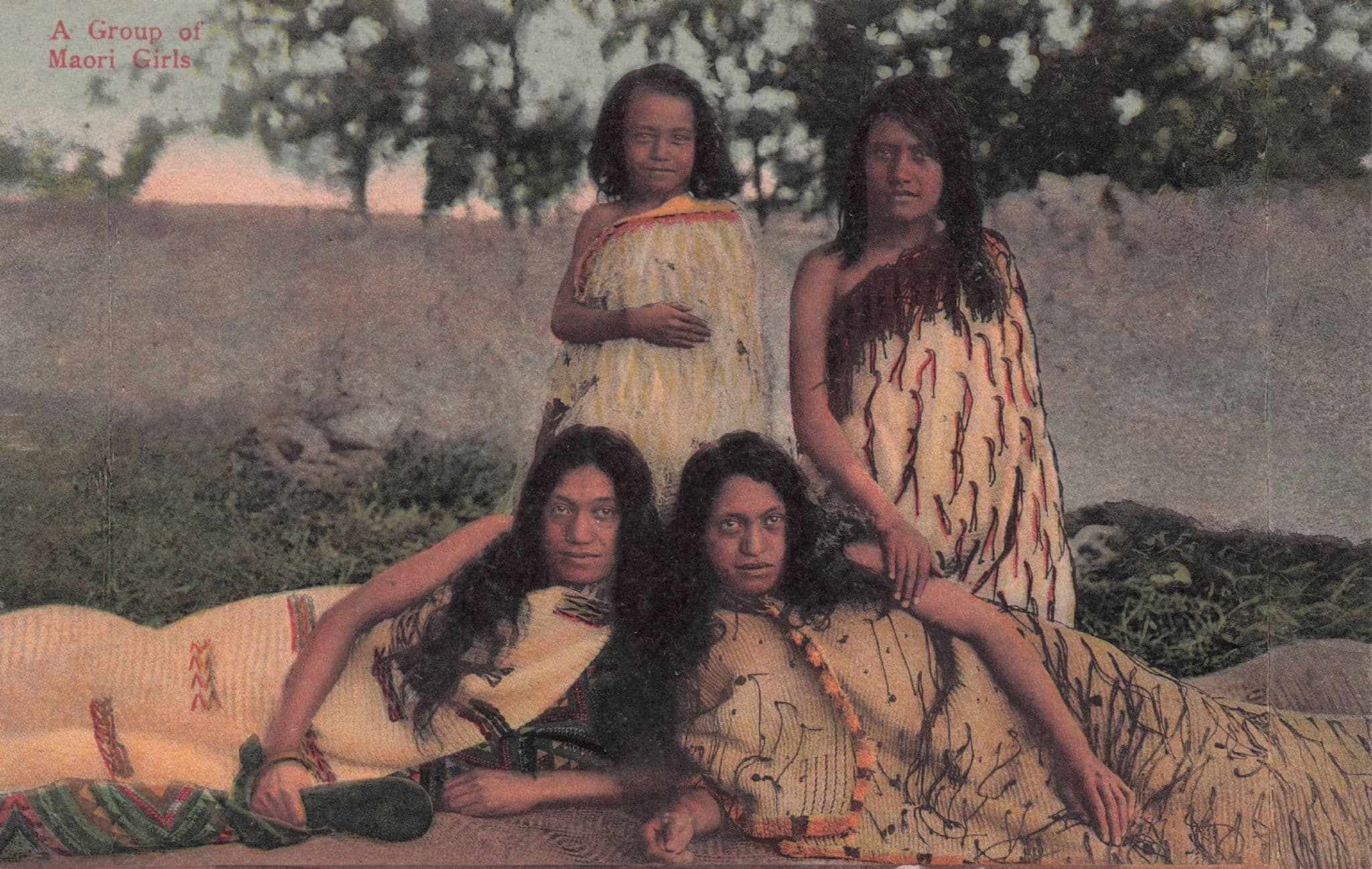 A Group Of Maori Girls Women New Zealand Wellington Old Glamour Postcard