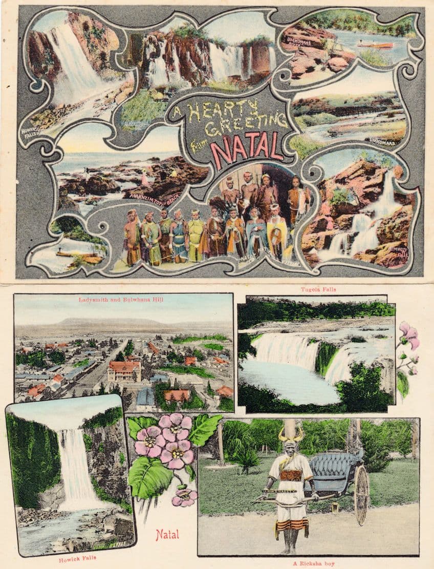 A Hearty Greeting From Natal South Africa 2x Old Rare Postcard