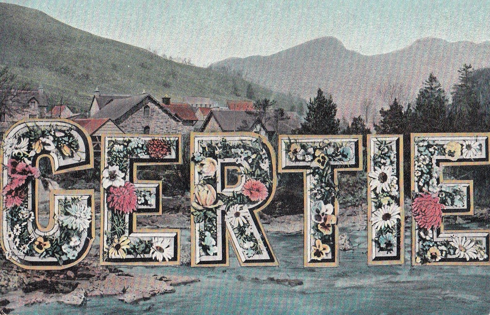 A Name Called Gertie Gertrude With Flowers Greetings Old Postcard