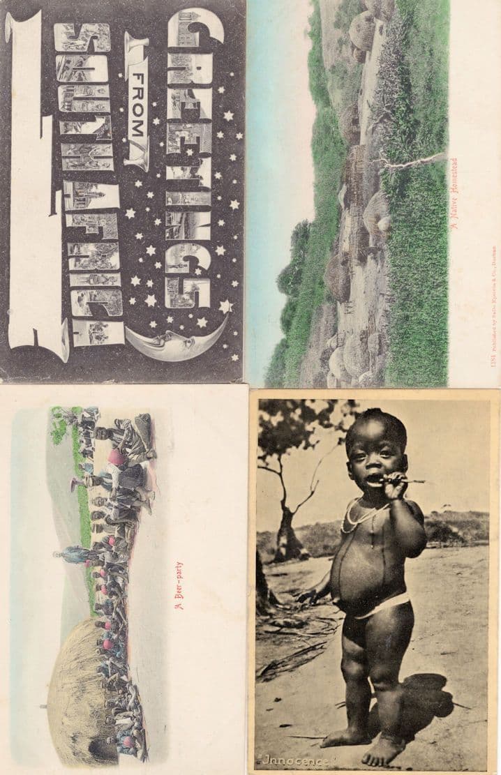 A Native Homestead Beer Party 4x South African Ethnic Postcard s