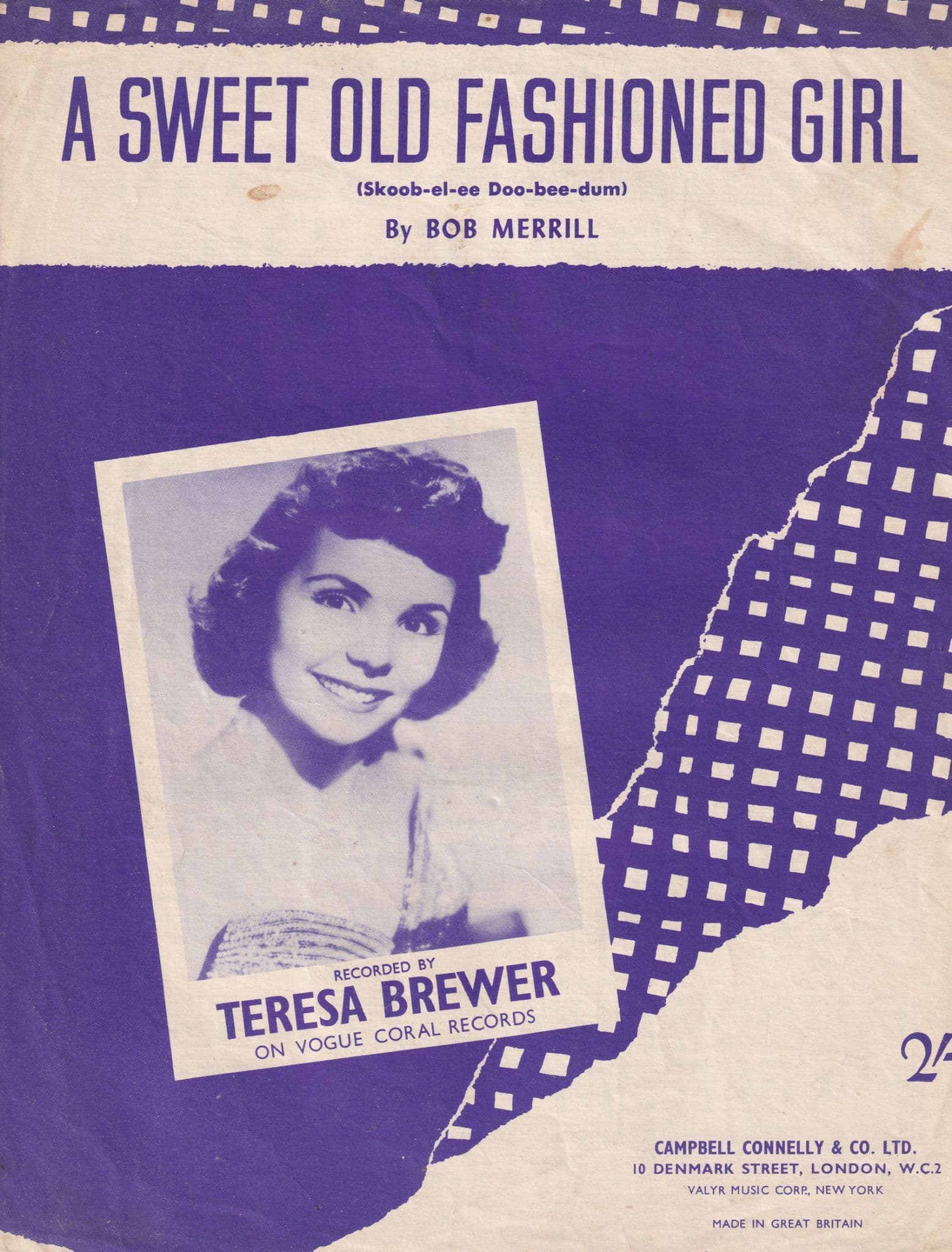 A Sweet Old Fashioned Girl Teresa Brewer Sheet Music