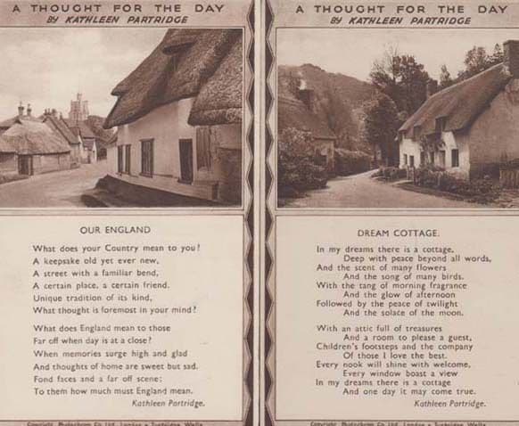 A Thought For The Day Kathleen Partridge 2x Old Mint Songcard Postcard s