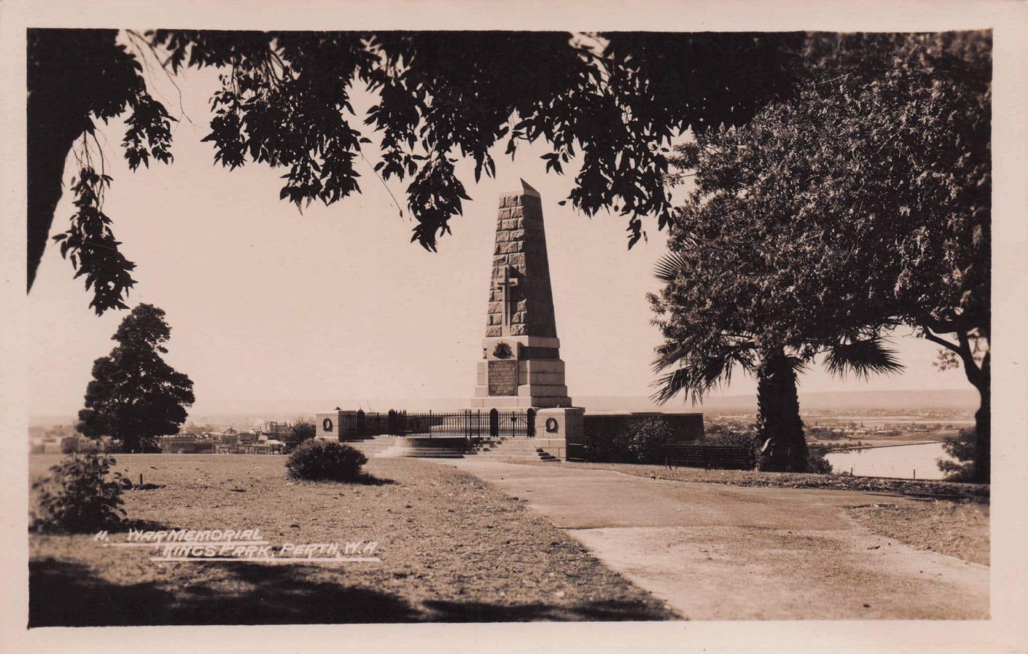A War Memorial Kings Park Perth Australia Antique EX RPC Postcard
