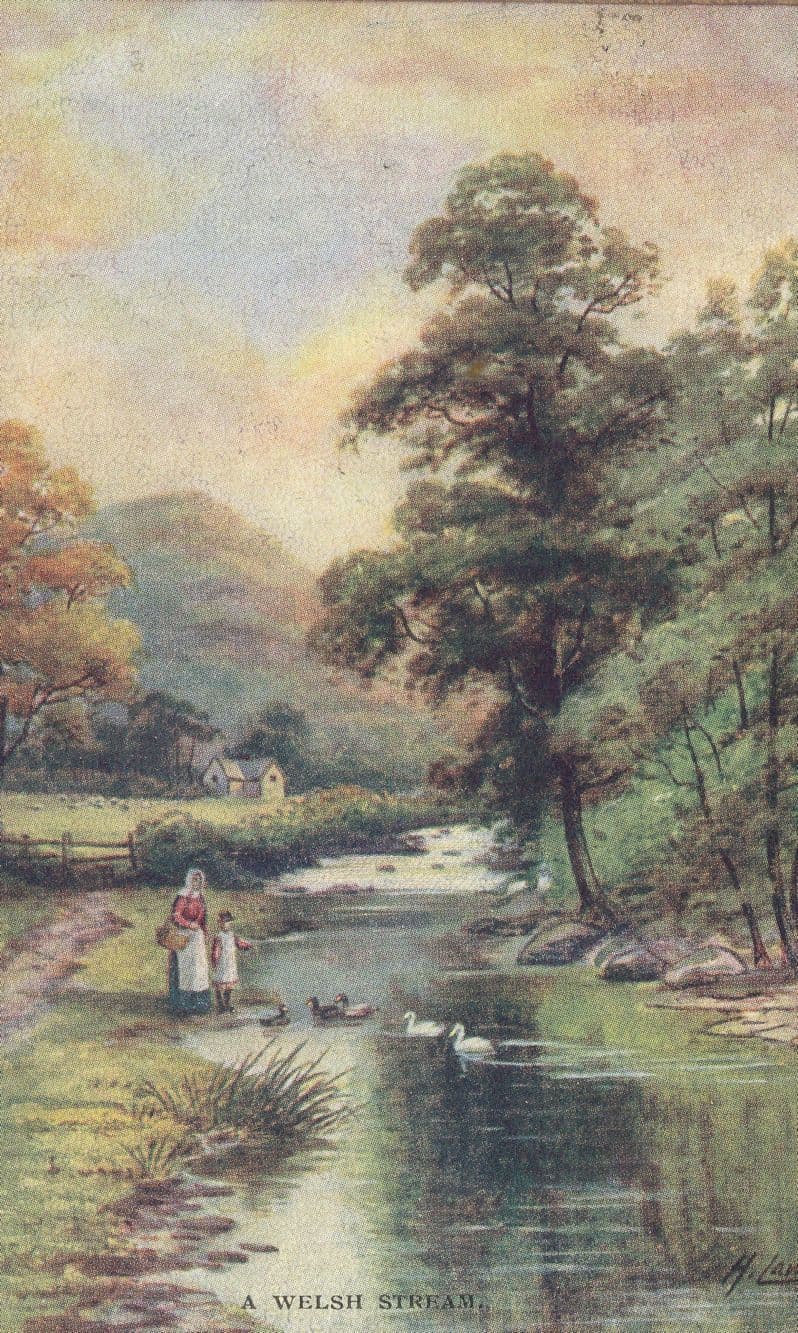 A Welsh Stream River Antique Panel Card Wales Old Postcard