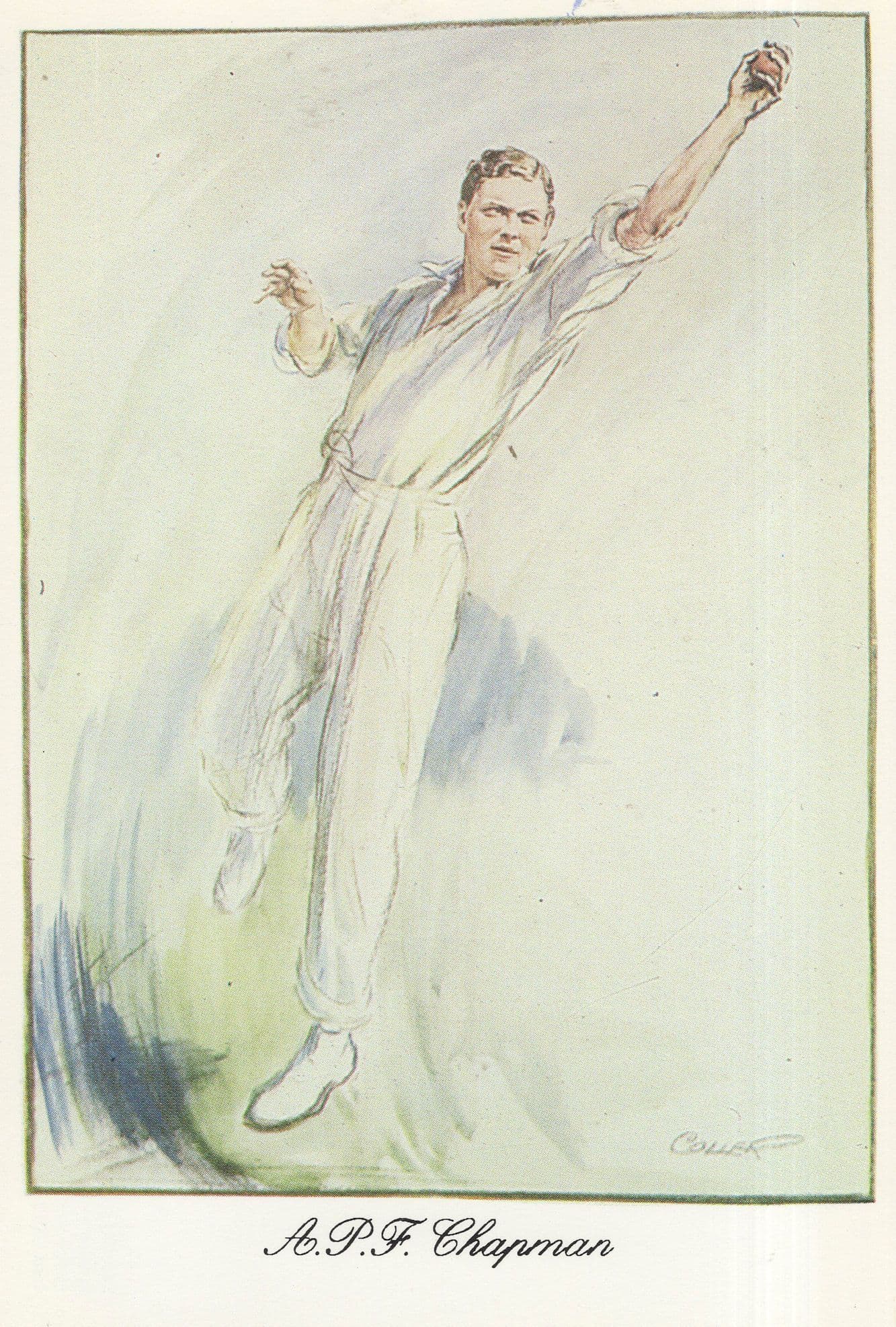 Arthur Percy Frank Chapman Kent England Cricket Painting Postcard
