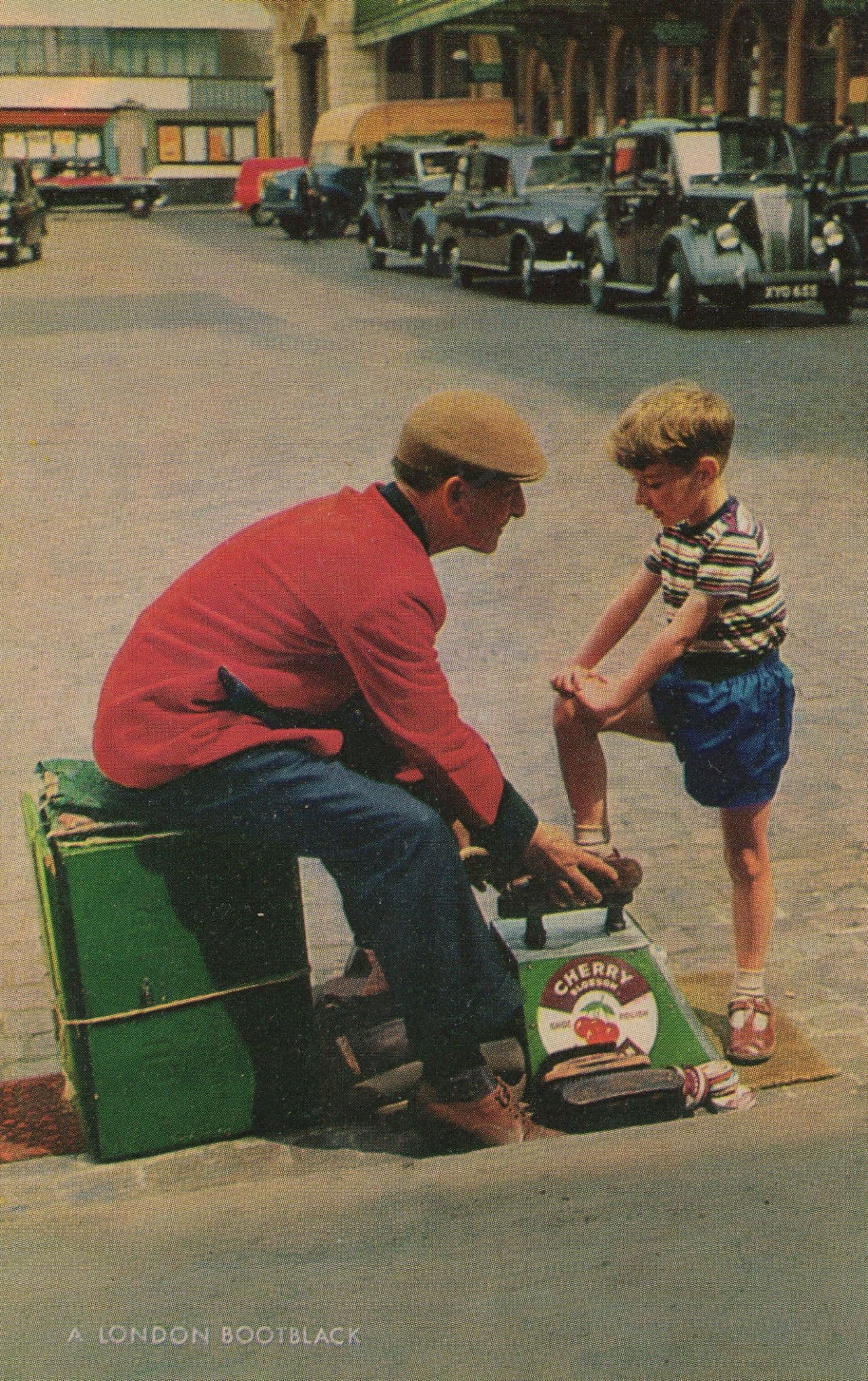 A London Bootblack Shoe Shiner Taxi Rank Polisher 1980s Postcard
