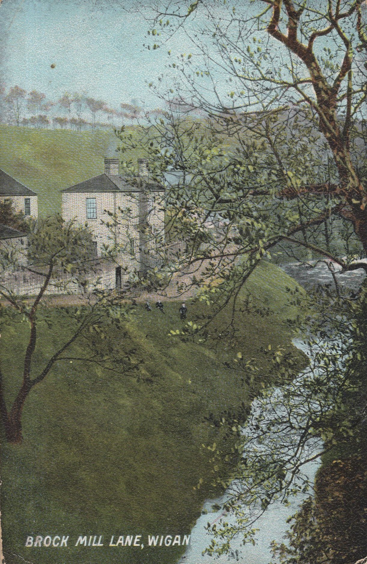 Brock Mill Lane River Wigan Lancs Old Postcard