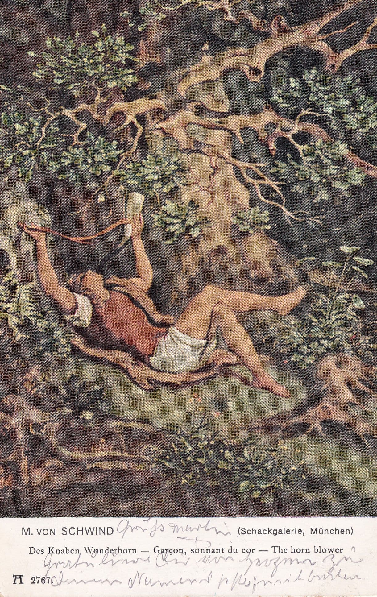 Des Knaben Wunderhorn Moritz von Schwind Waldhorn Musik Painting Postcard