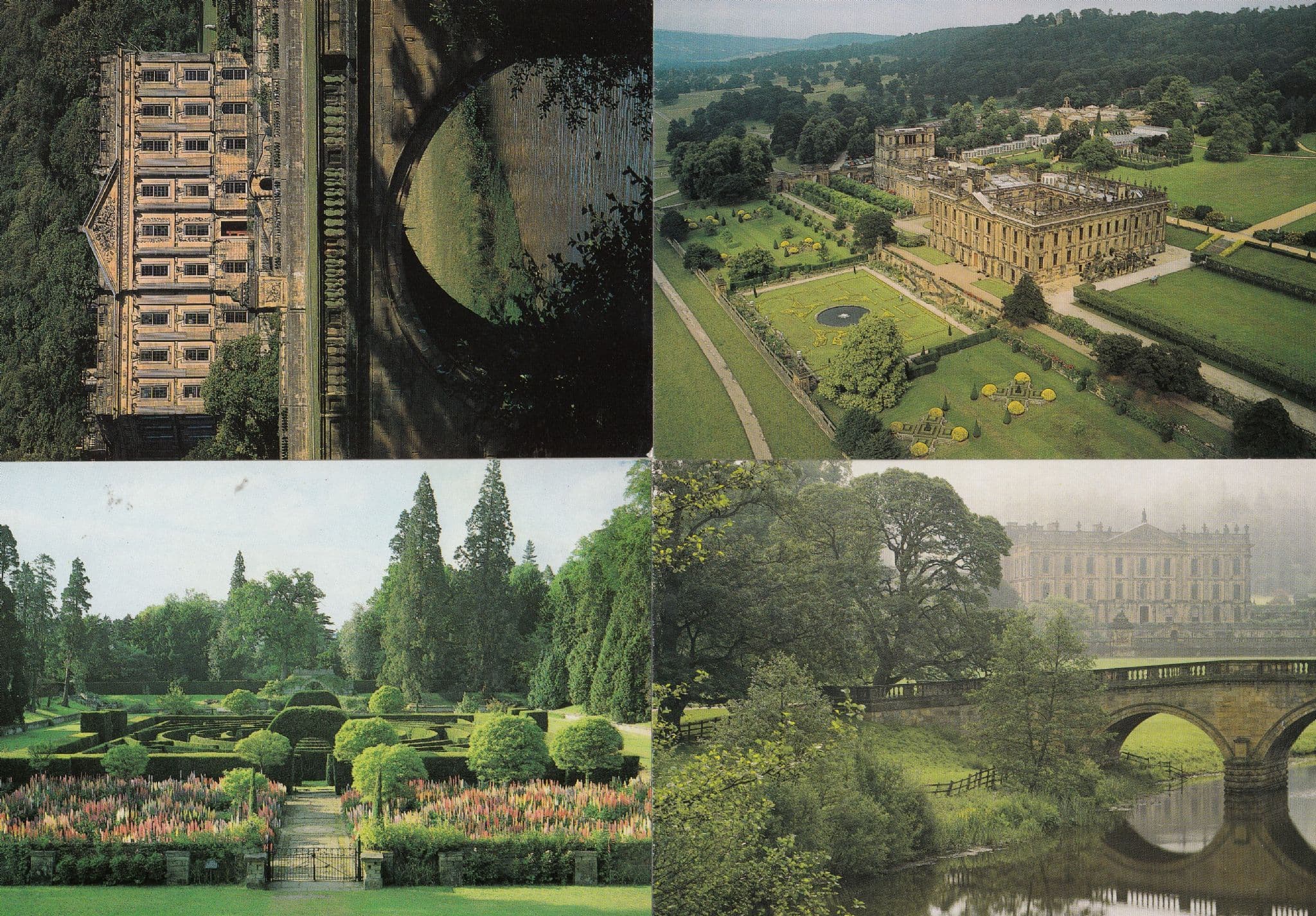 Chatsworth Bakewell Derbyshire Gardens & Grounds 4 x Aerial Postcard s