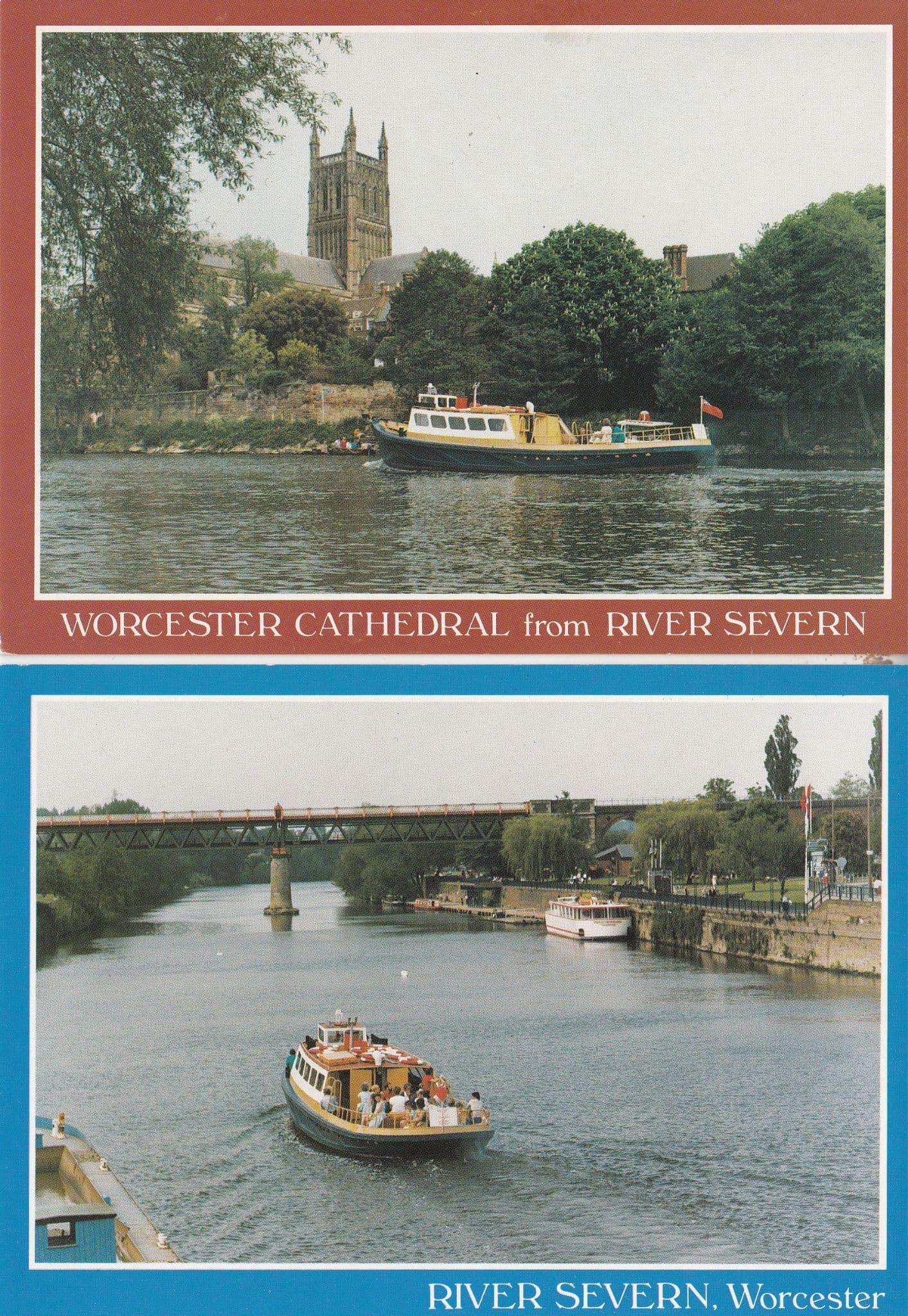 Bickerline Cruises Worcester Guided Trips 2x Ship Advertising Postcard s