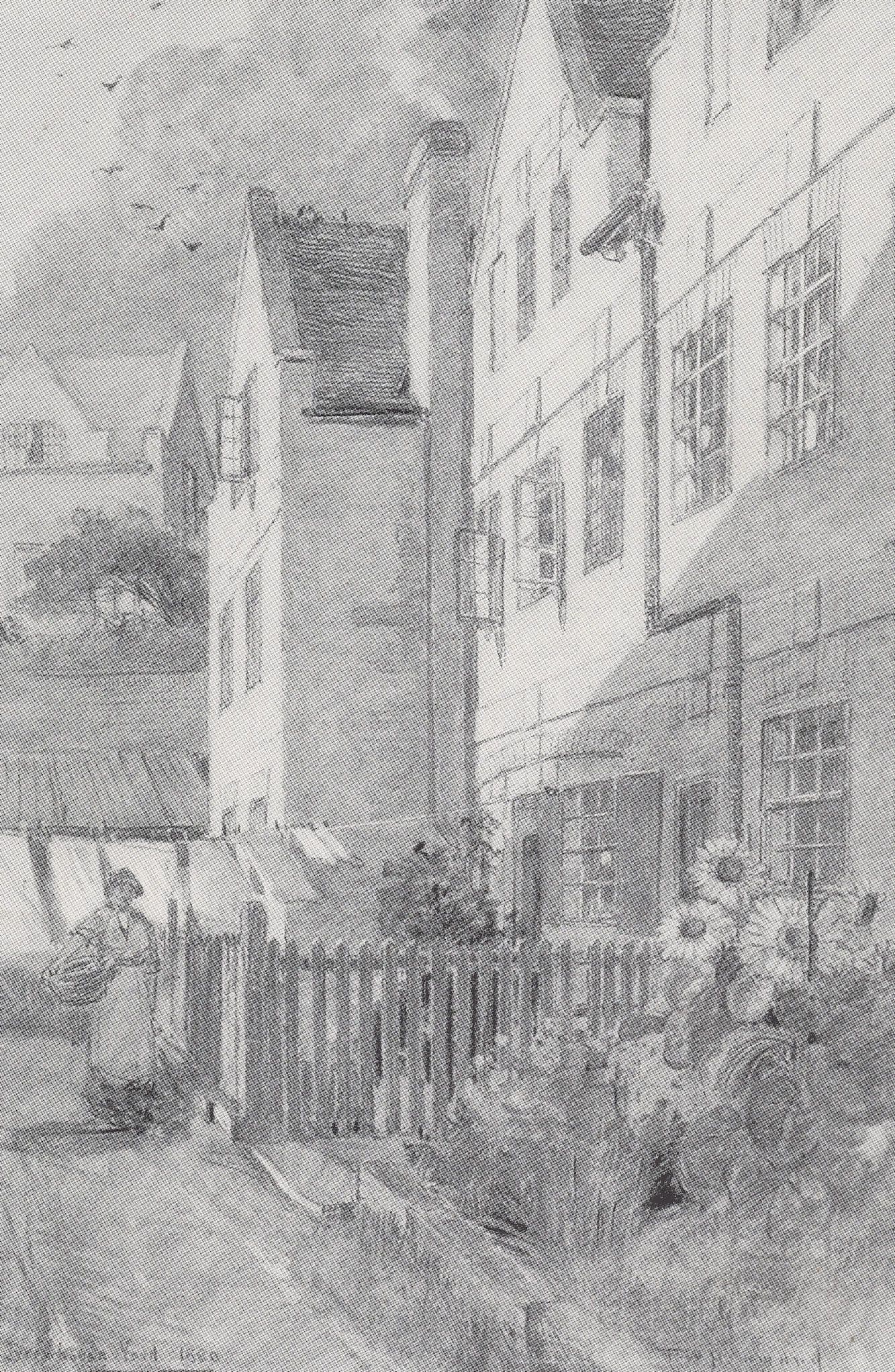 Brewhouse Yard in Victorian Nottingham 1880 Sketch Painting Postcard