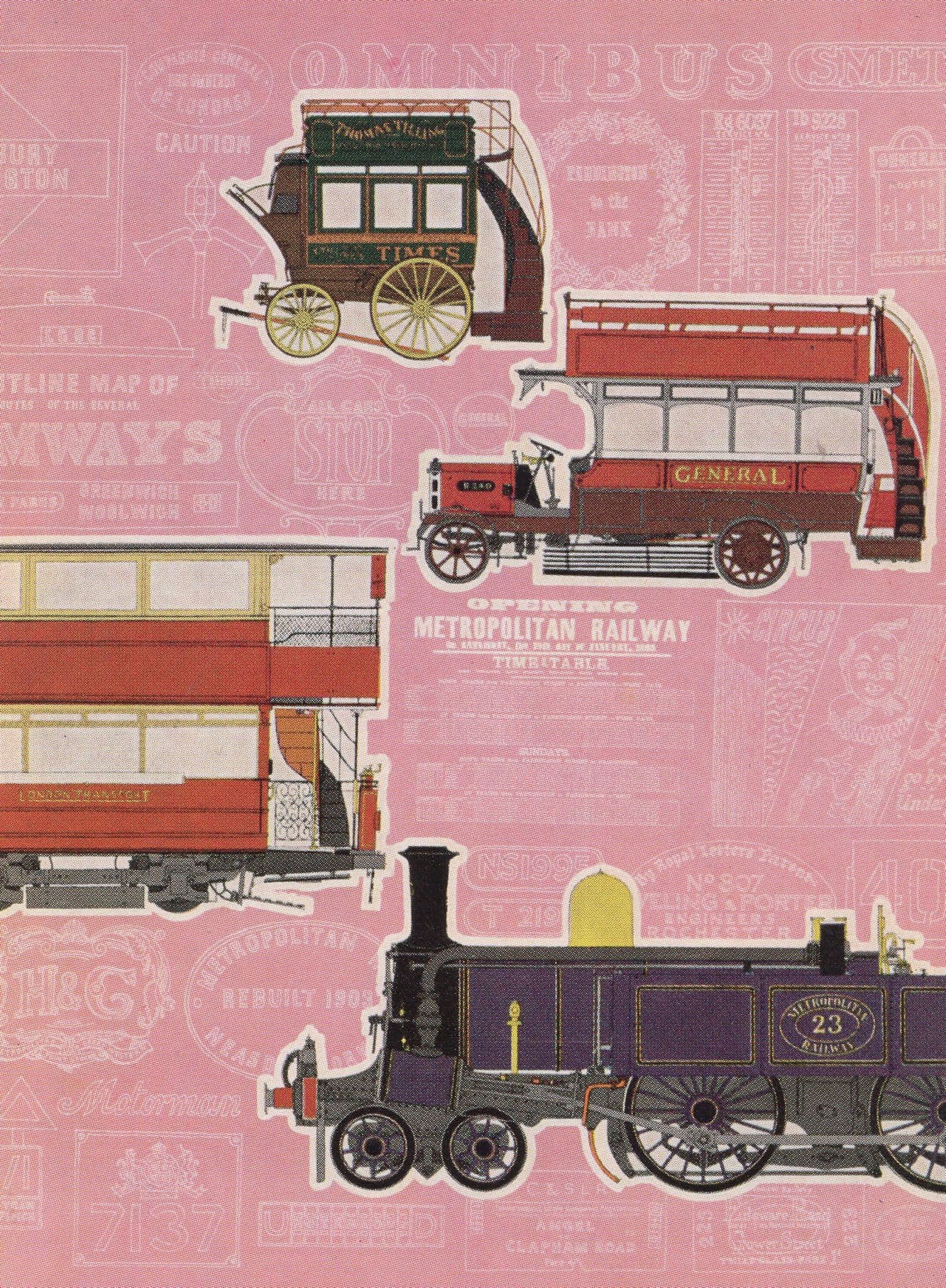 1964 London Transport Museum Bus Poster Painting Advertising Postcard