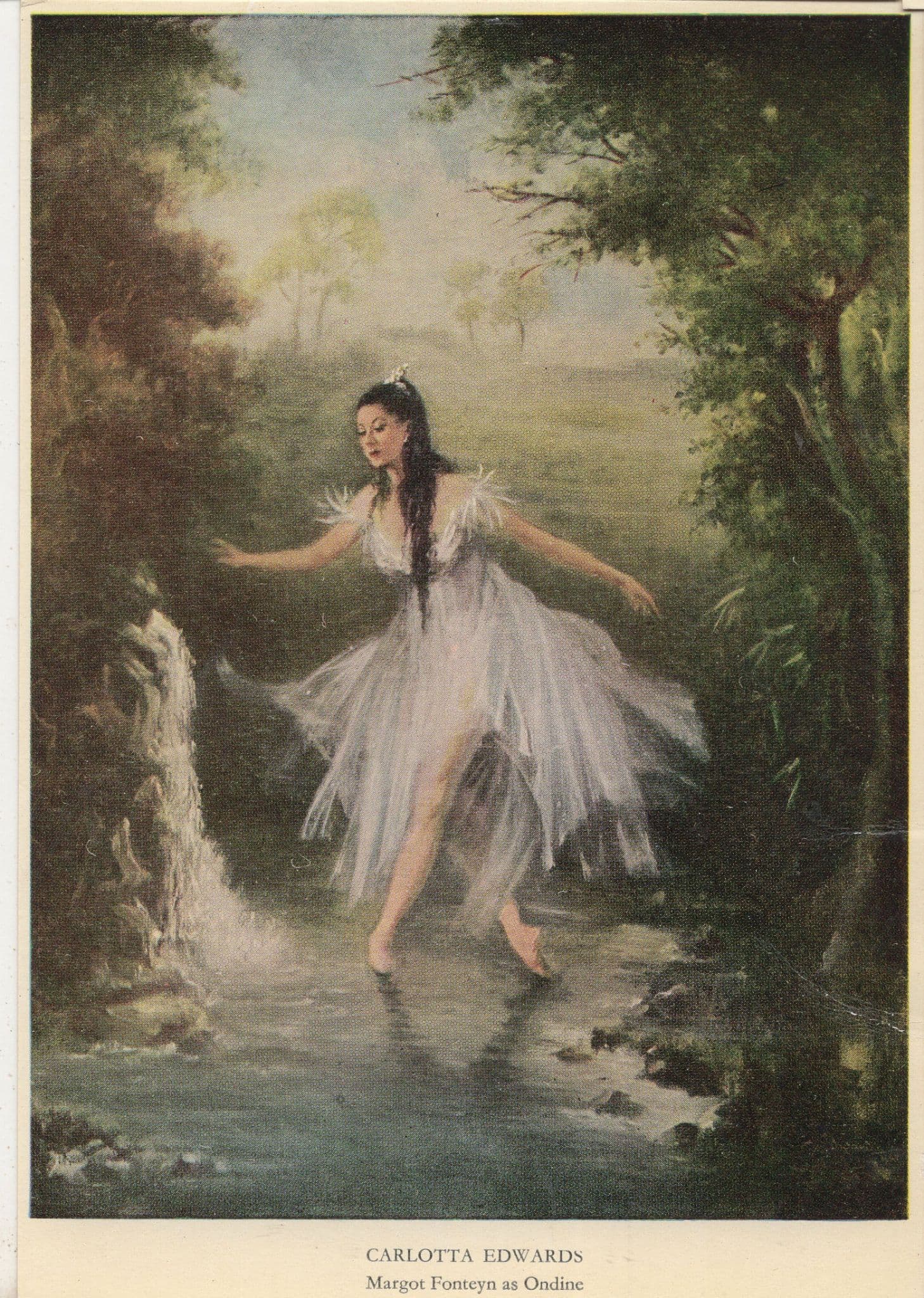 Carlotta Edwards Margot Fonteyn as Ondine Ballet Painting Postcard