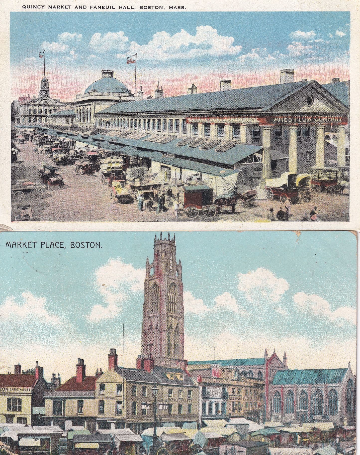 Boston Mass Canadian Market 2x Old Postcard s