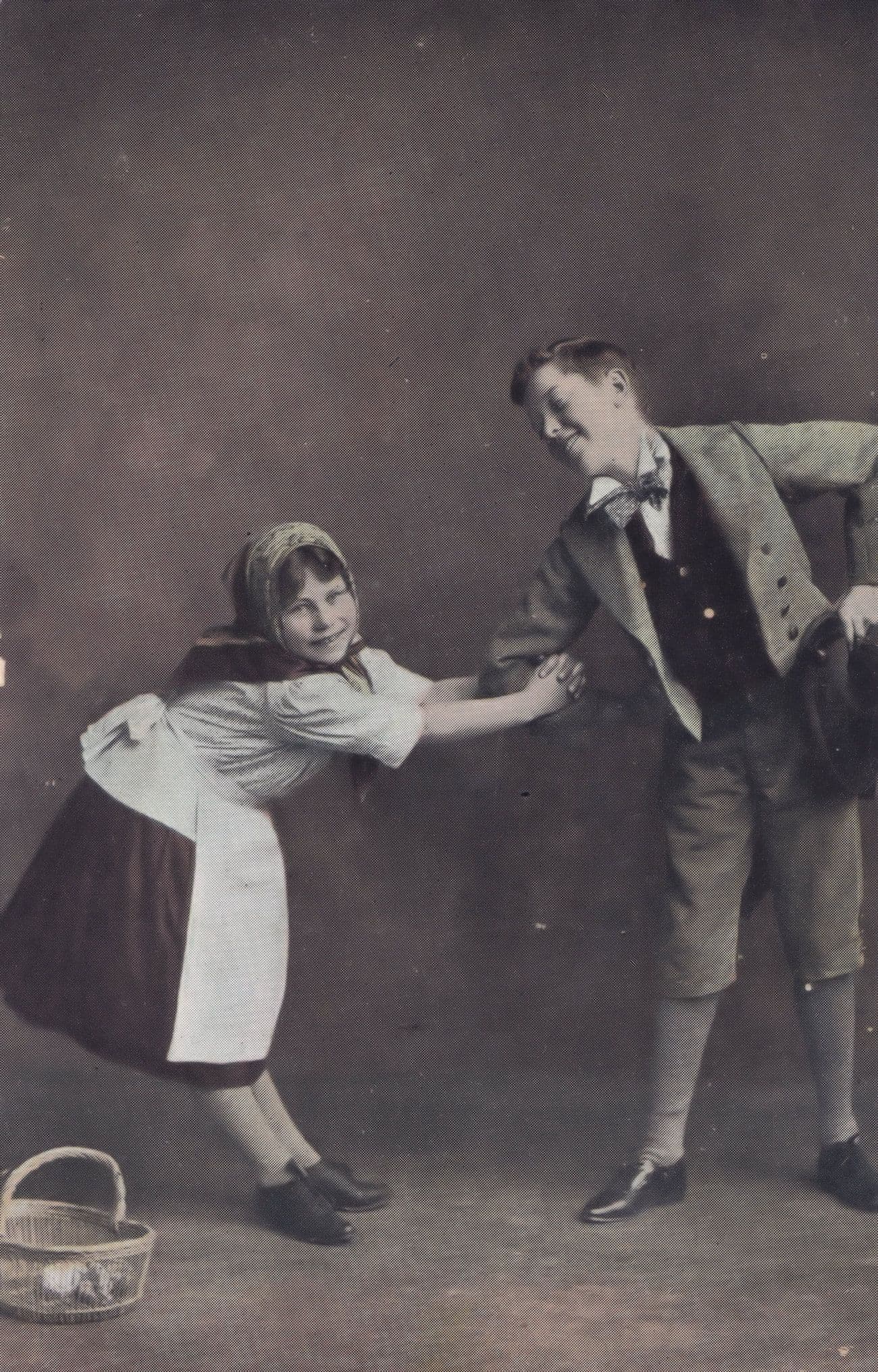 Children In Courting Tug Of War Old Postcard