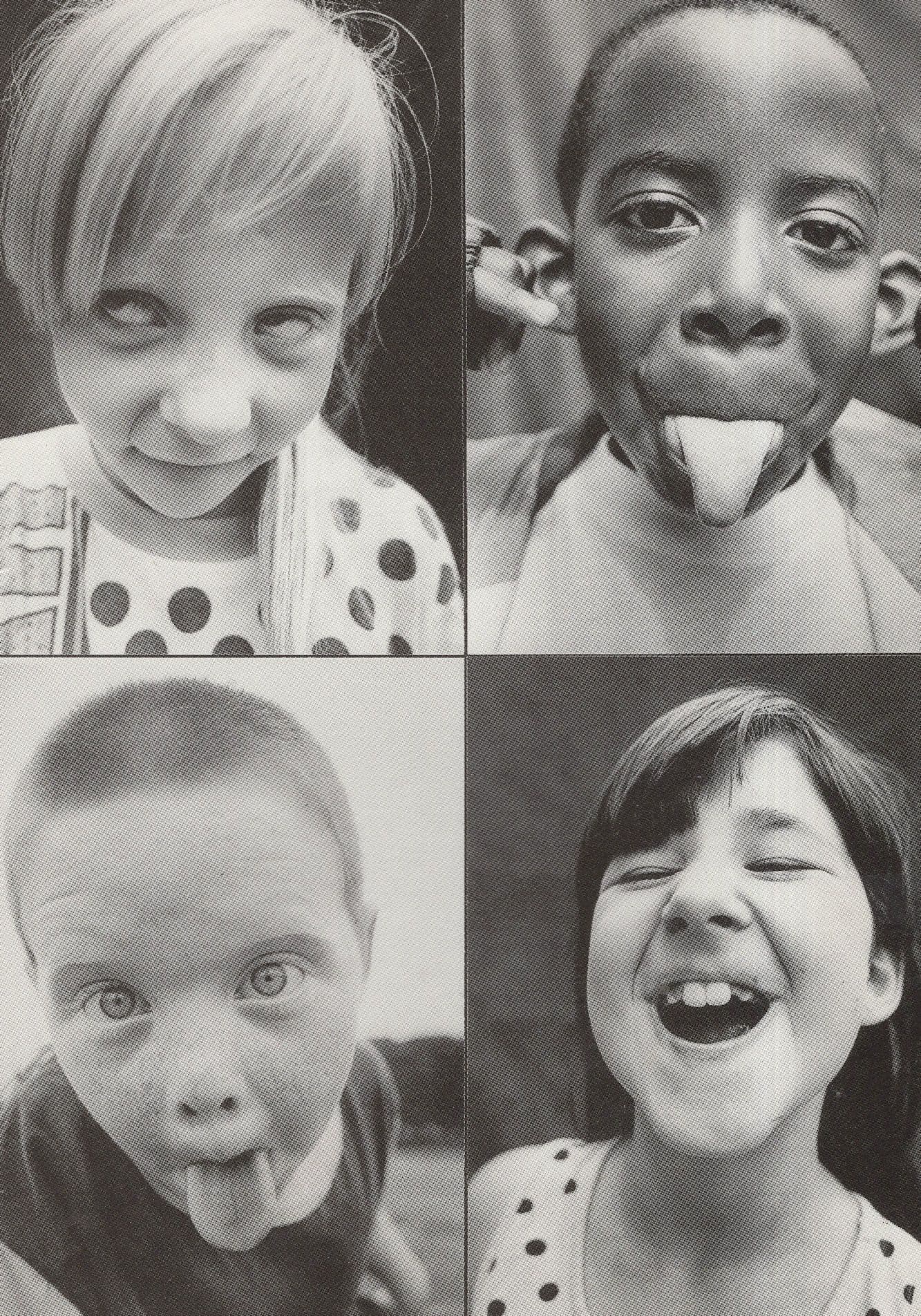 Children Pulling Funny Faces Sticking Tongue Out Eyes Photo Postcard