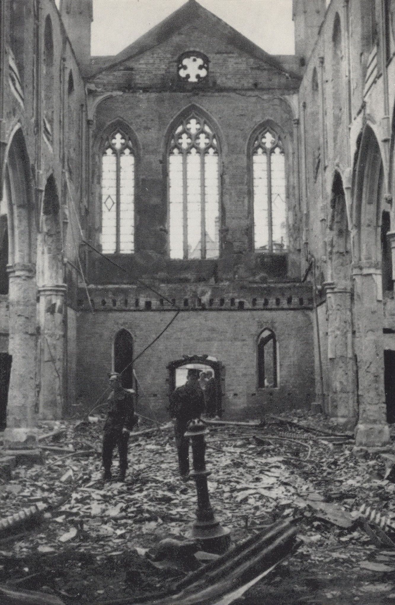 Christchurch Coventry Warks Fireman WW2 Bomb Damage Postcard