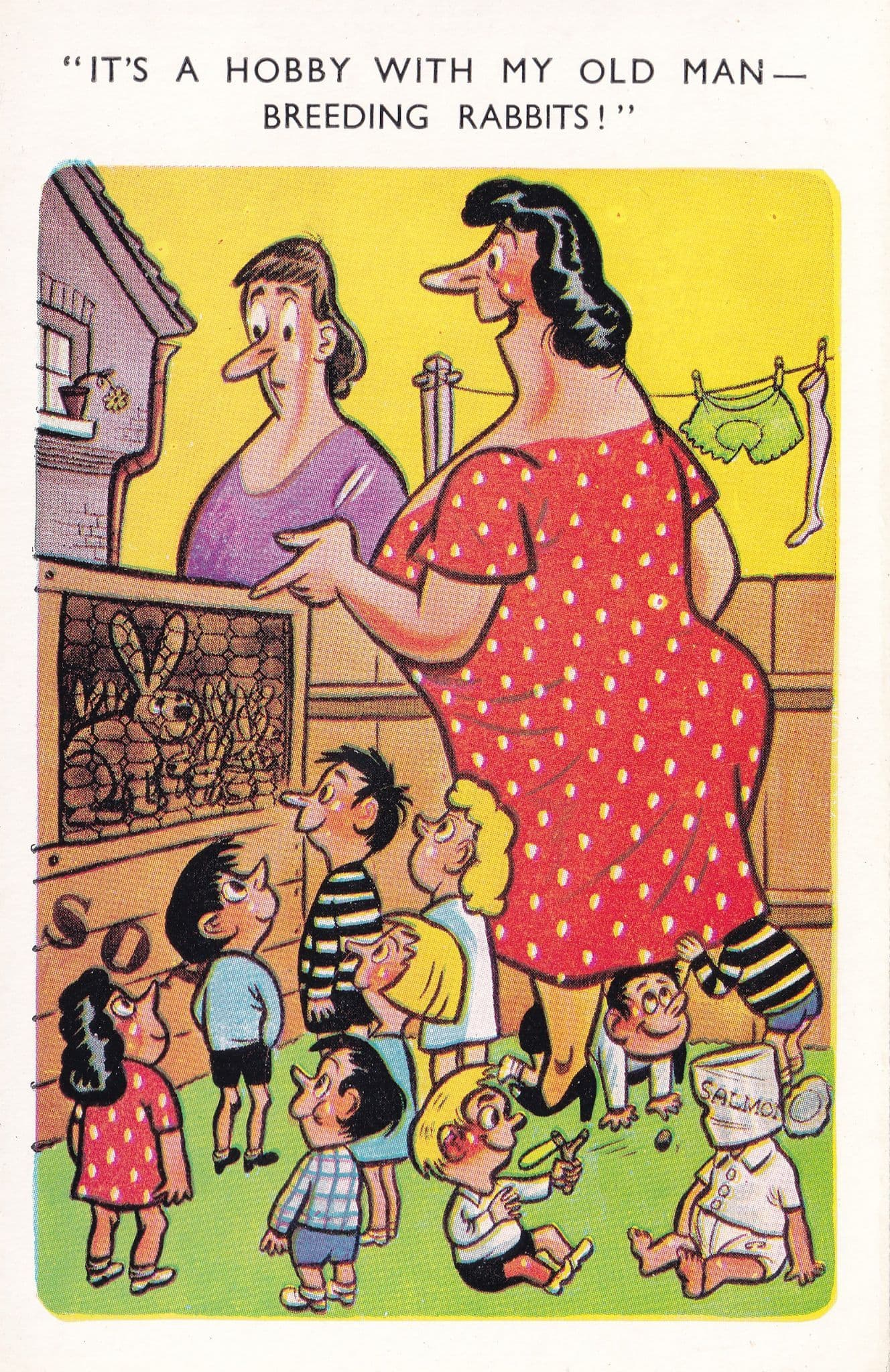 Breeding Rabbits Bunny Comic Humour Old Postcard