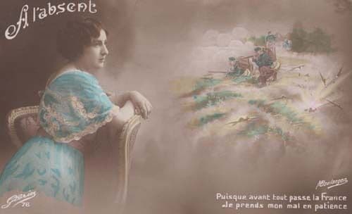 Abarscent French Gun Soldiers Rifle Lady Dreams Of Men At War Military Postcard