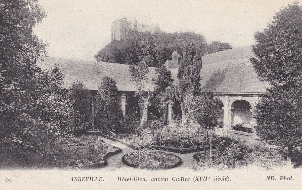 Abbeville Hotel Dieu Gardens Ancien Clotre Old French Postcard