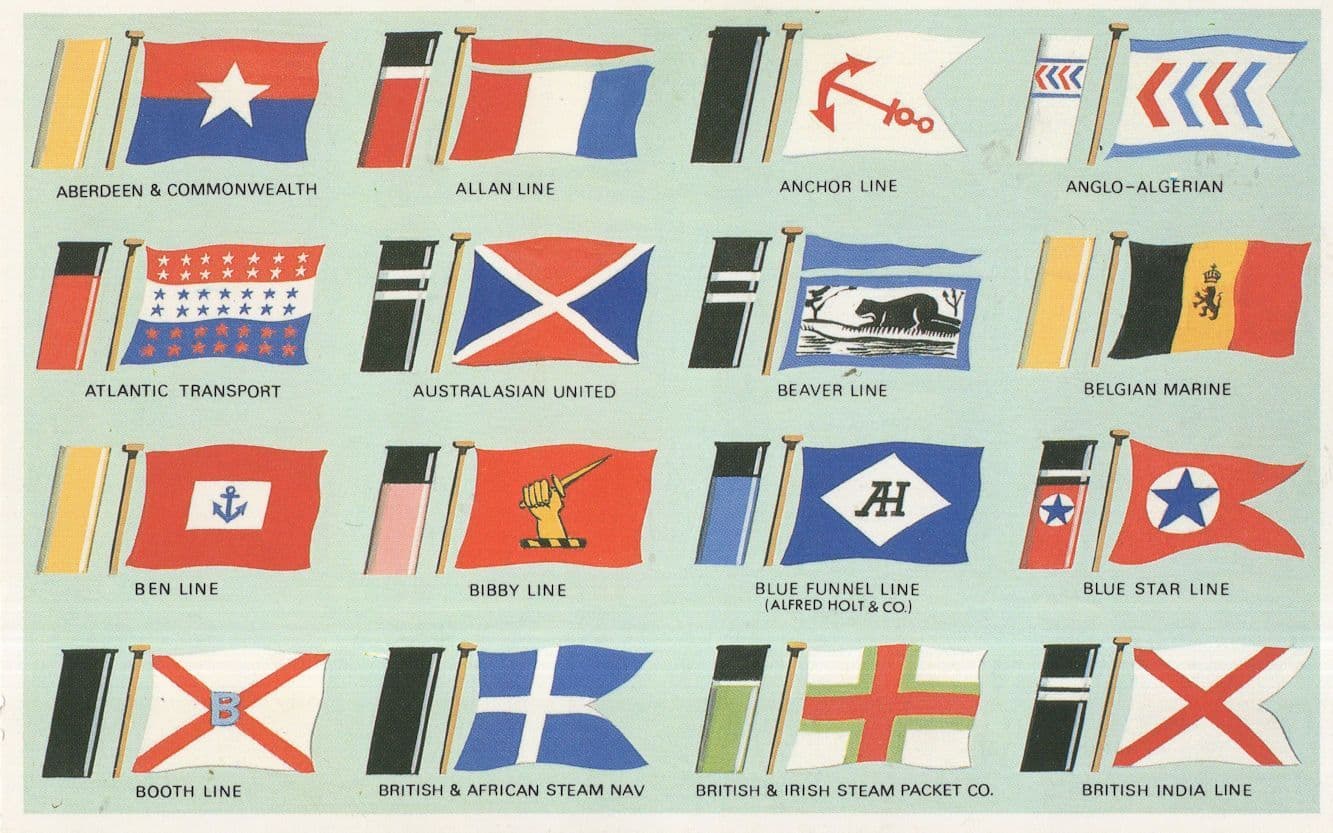 Aberdeen Booth Ben Beaver Anchor Line Ship Flag Postcard