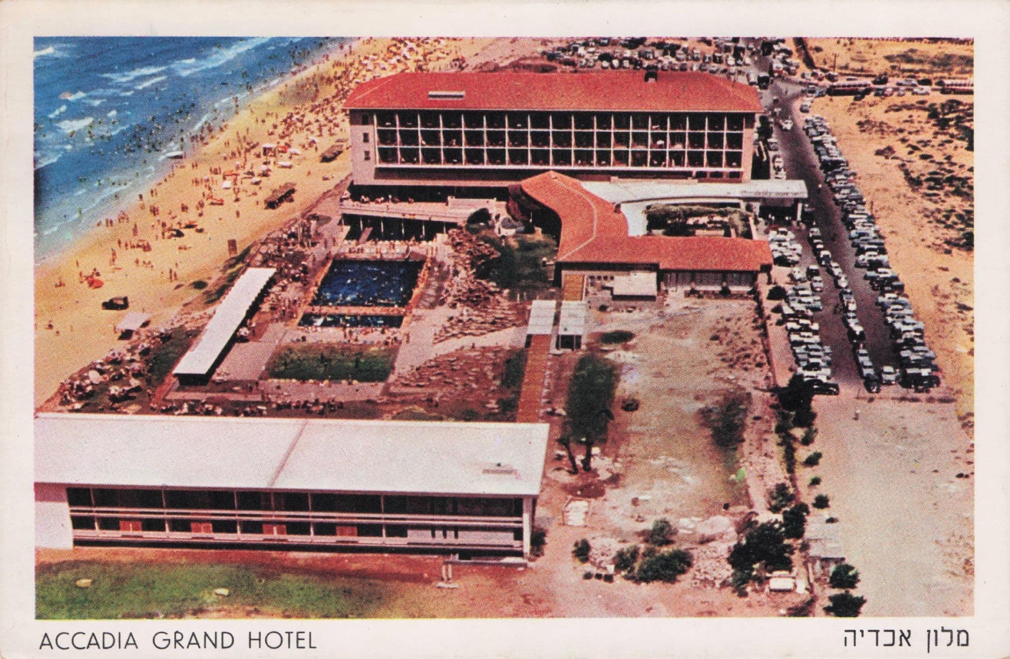 Accadia Grand Hotel Israel Rare Stunning Aerial Postcard