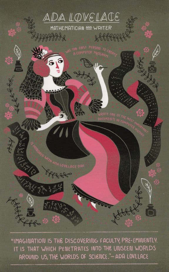 Ada Lovelace Mathematician Countess Of Lovelace Book Author Postcard