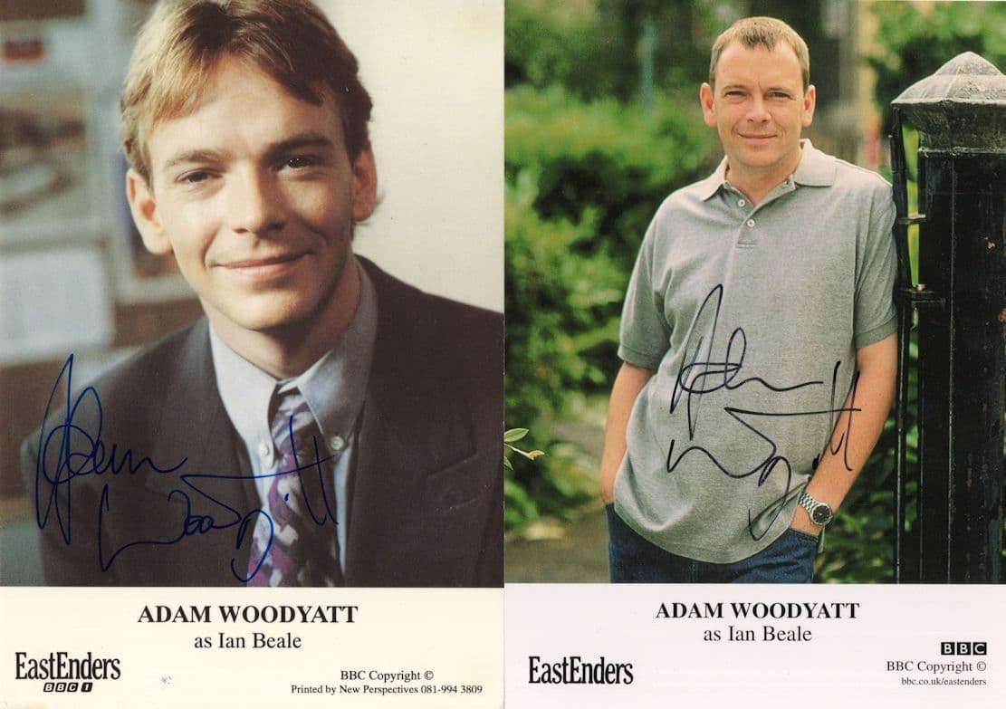 Adam Woodyatt Ian Beale RARE Eastenders Hand Signed 2x Cast Card s