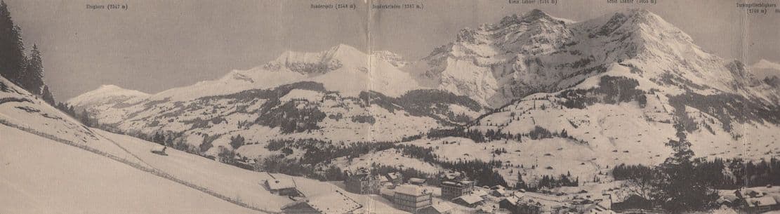 Adelboden Antique Switzerland Long Widescreen Panorama Postcard