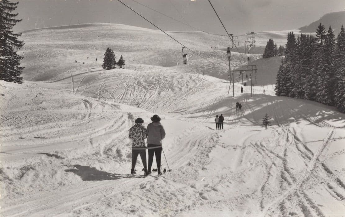 Adelboden Children Walking in Freezing Snow Swiss RPC Postcard