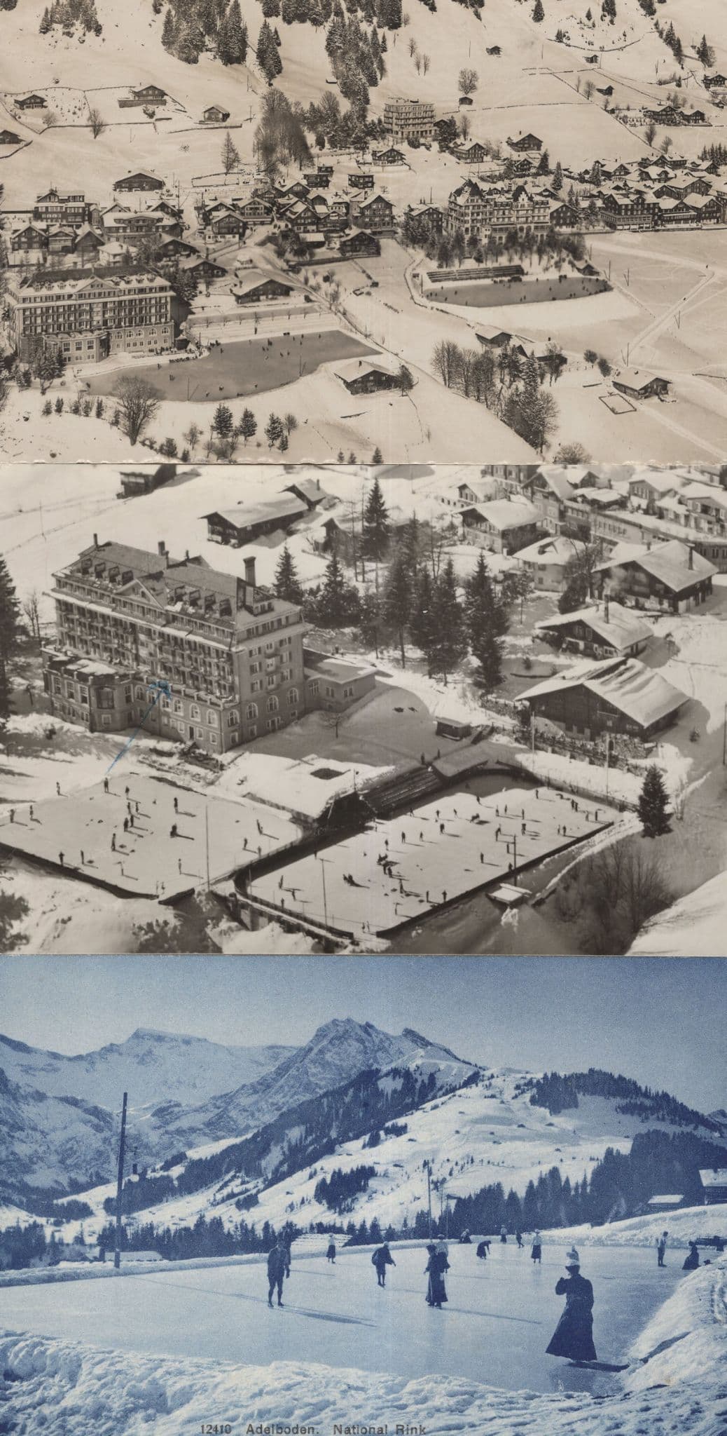 Adelboden Grand Hotel Skiing Games 3x Old Switzerland Postcard s