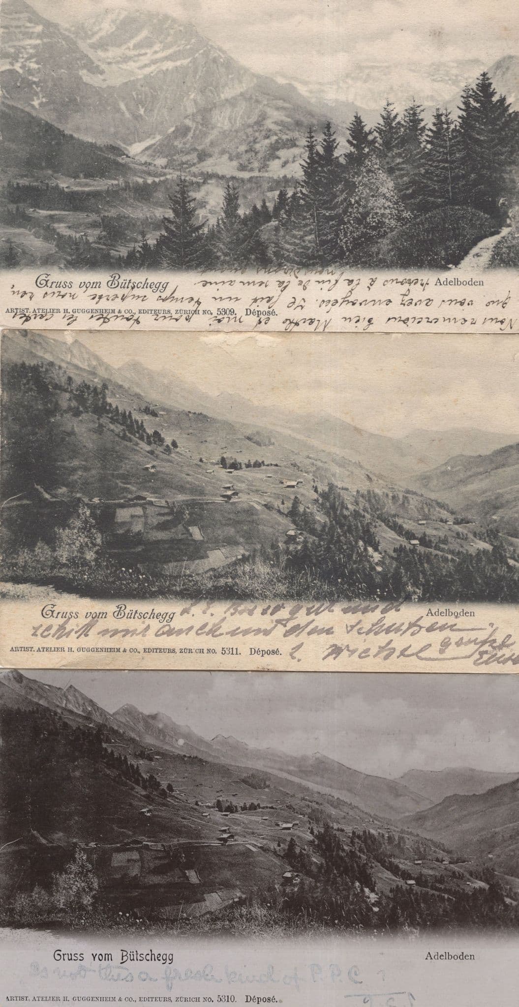 Adelboden Gruss Vom Butschegg 3x Antique Switzerland Postcard s