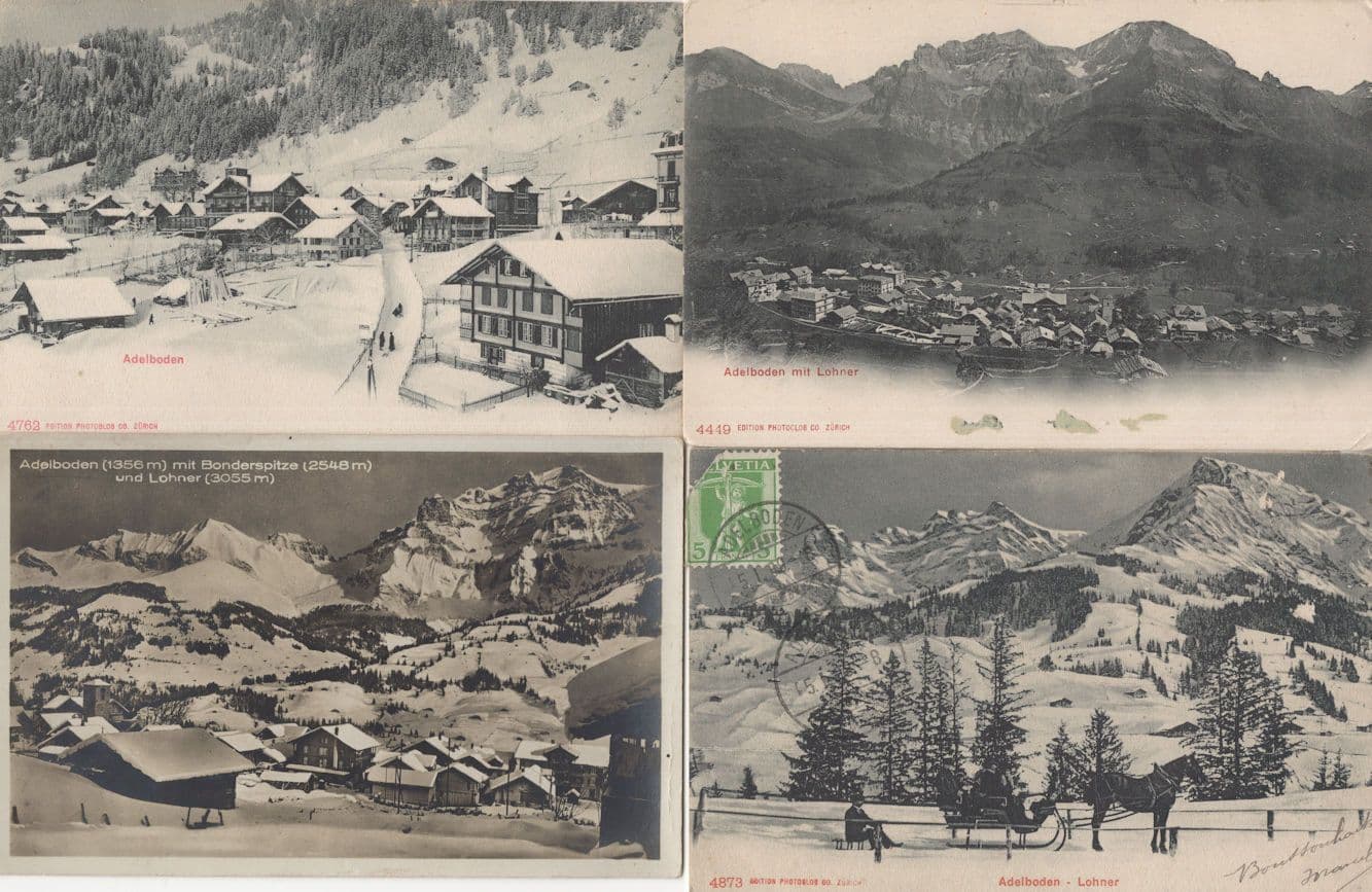 Adelboden Lohner Horse Sleigh 4x Antique Switzerland Postcard s