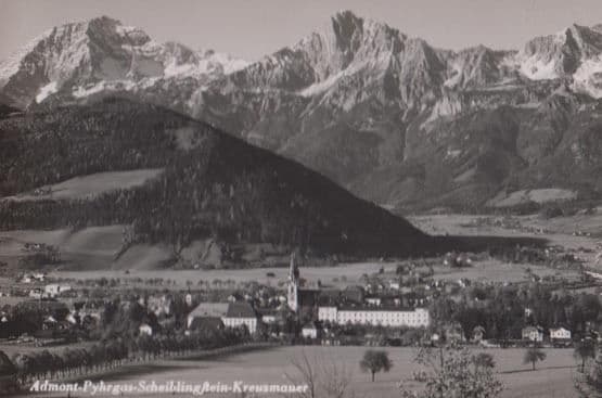 Admont Kreuzmauer Pyhrgas Aerial Birds Eye Real Photo Postcard