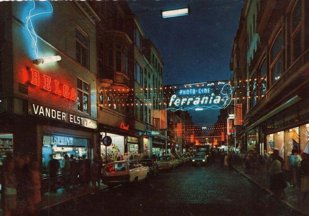 Adolf Buylstraat Ostende Belgium Night Illuminations Postcard