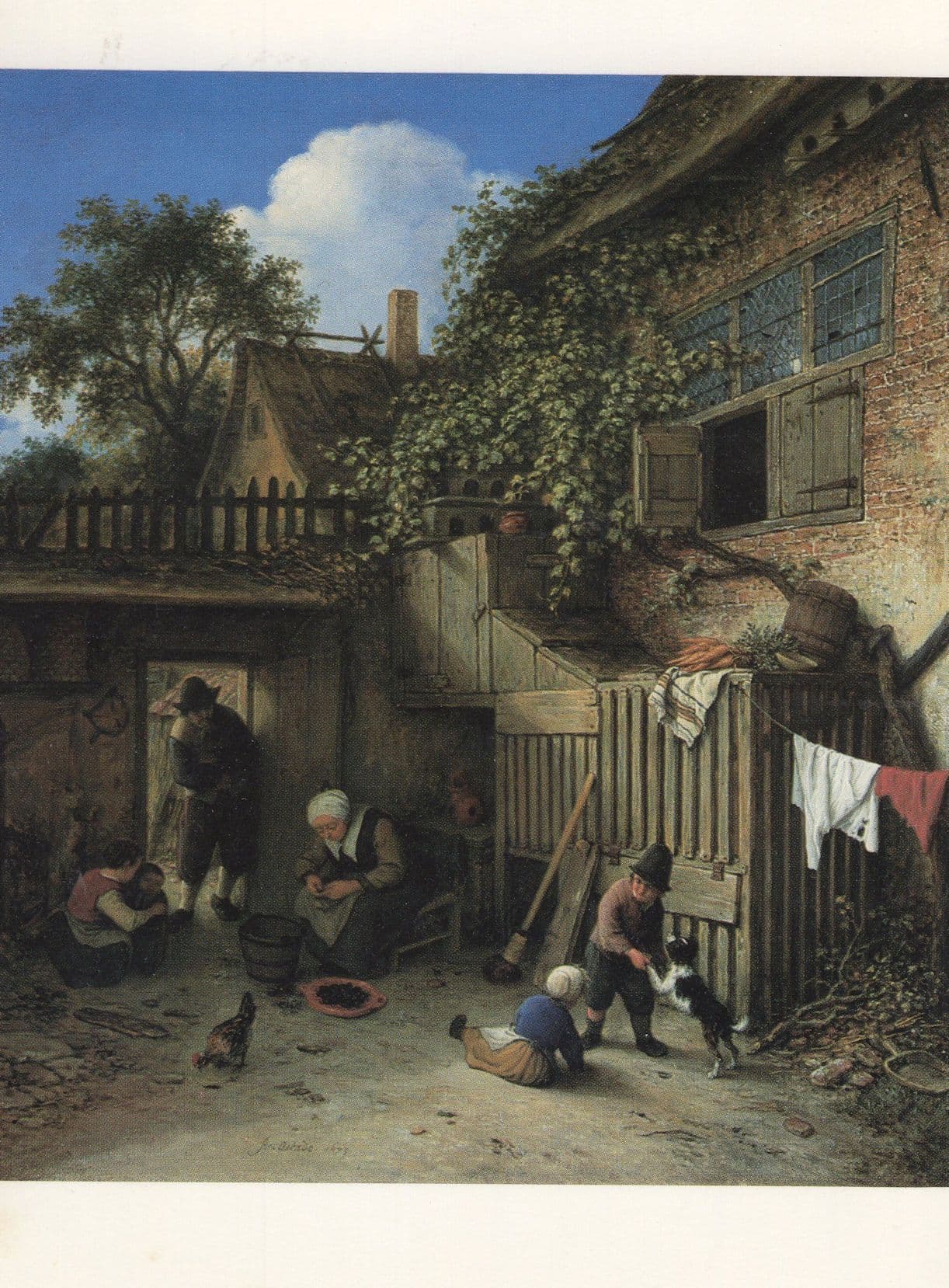Adriaen Van Ostade The Cottage Dooryard Medieval Painting Postcard