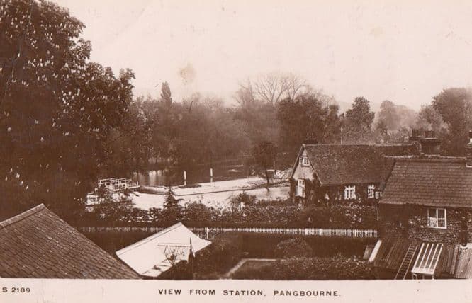 Aerial View From Pangourne Railway Station Berkshire Real Photo Postcard